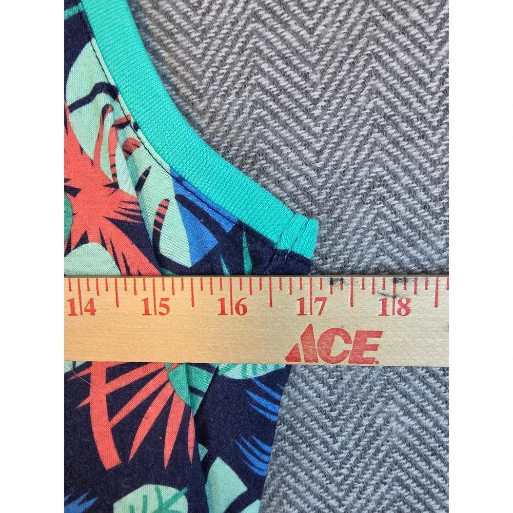 Cat & Jack Boys XL 16 Tropical Leaf Palm Tree Sleep Tank Top Navy Teal Coral